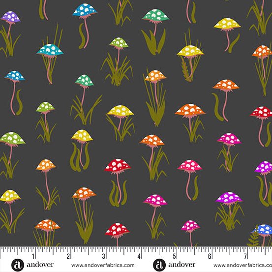 PRE - Order Color Wheel by Alison Glass - Mushroom Parade A - 1444 - K Night - Half Yard - April 2025 - Modern Fabric Shoppe