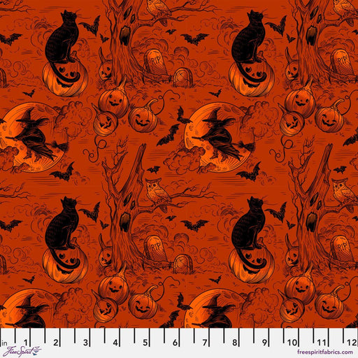PRE - Order Costumes & Cobwebs by Rachel Hauer - Haunted Toile PWRH125.ORANGE - May 2025 - Modern Fabric Shoppe