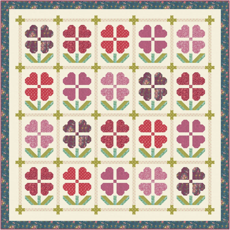 PRE-Order Crystal Manning- Hearts Ablooming Quilt Kit featuring Tilbury Garden- March 2027 - Modern Fabric Shoppe