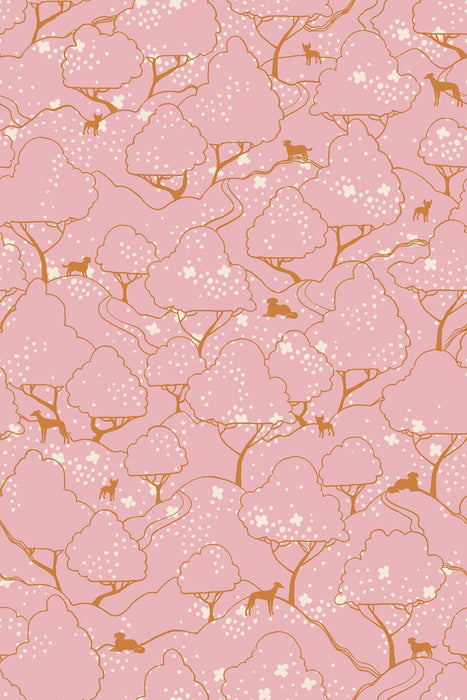 PRE-ORDER Dog Park by Sarah Watts- Dog Park RS 2098 13-Dahlia- Half Yard- May 2024 - Modern Fabric Shoppe