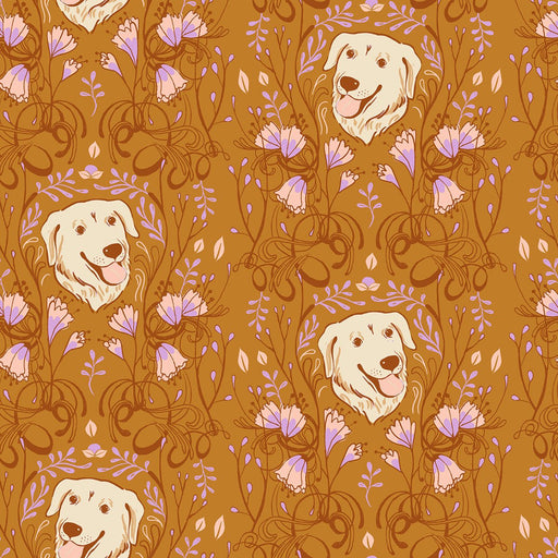 PRE-ORDER Dog Park by Sarah Watts- Golden Garden RS 2093 13-Earth- Half Yard- May 2024 - Modern Fabric Shoppe