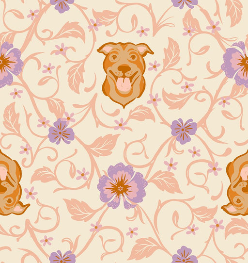 PRE-ORDER Dog Park by Sarah Watts- Pitbull RS 2095 11-Shell- Half Yard- May 2024 - Modern Fabric Shoppe