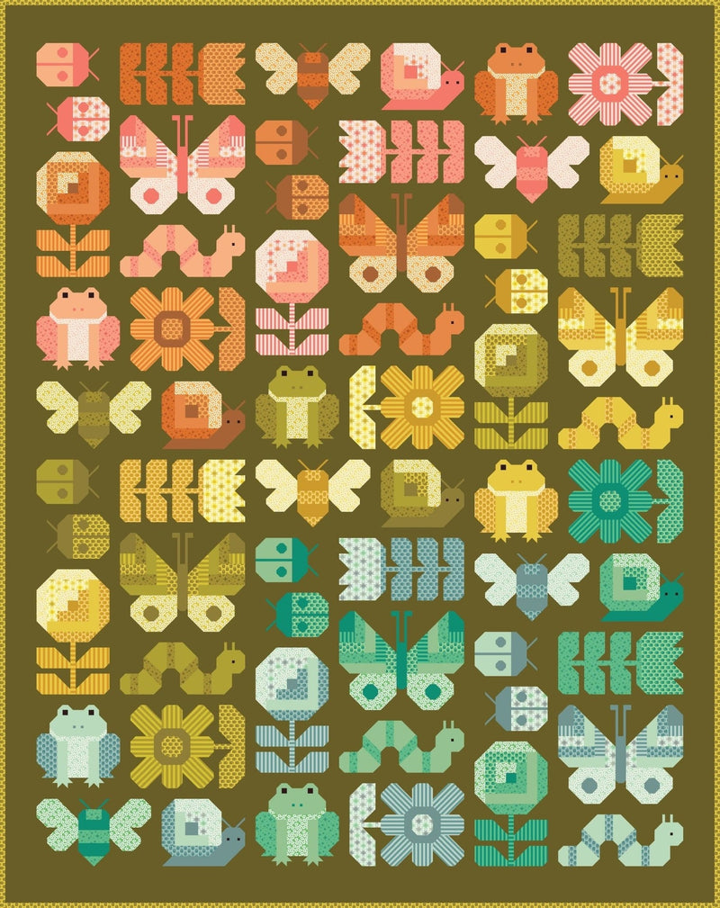 PRE - ORDER Elizabeth Hartman - Busy Backyard Quilt Kit - Dark featuring Popcorn - November 2026 - Modern Fabric Shoppe