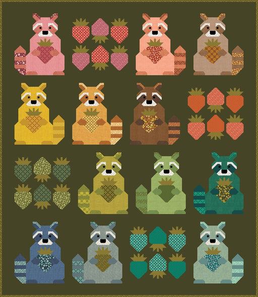 PRE-ORDER Elizabeth Hartman- Raccoons Love Strawberries Quilt Kit featuring Toast & Jam- May 2027 - Modern Fabric Shoppe