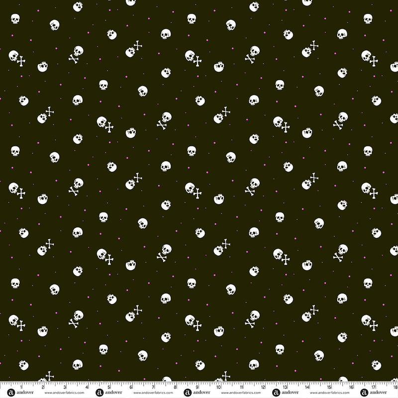 PRE-Order Enchanter by Libs Elliott- Skulls A-10781-K Raven- Half Yard- April 2027 - Modern Fabric Shoppe