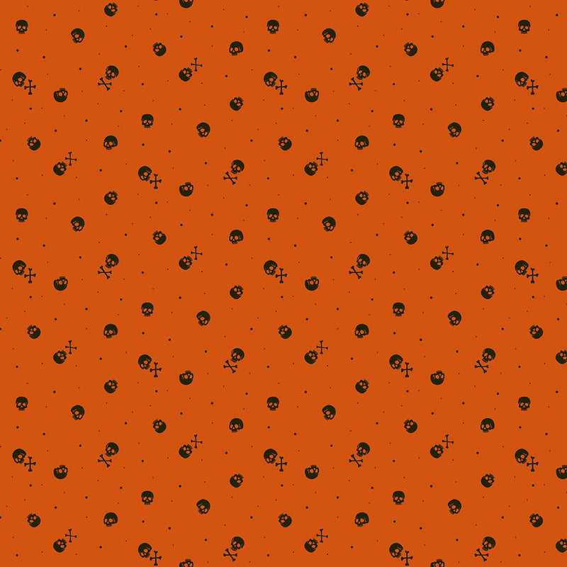 PRE-Order Enchanter by Libs Elliott- Skulls A-10781-O Flame- Half Yard- April 2027 - Modern Fabric Shoppe