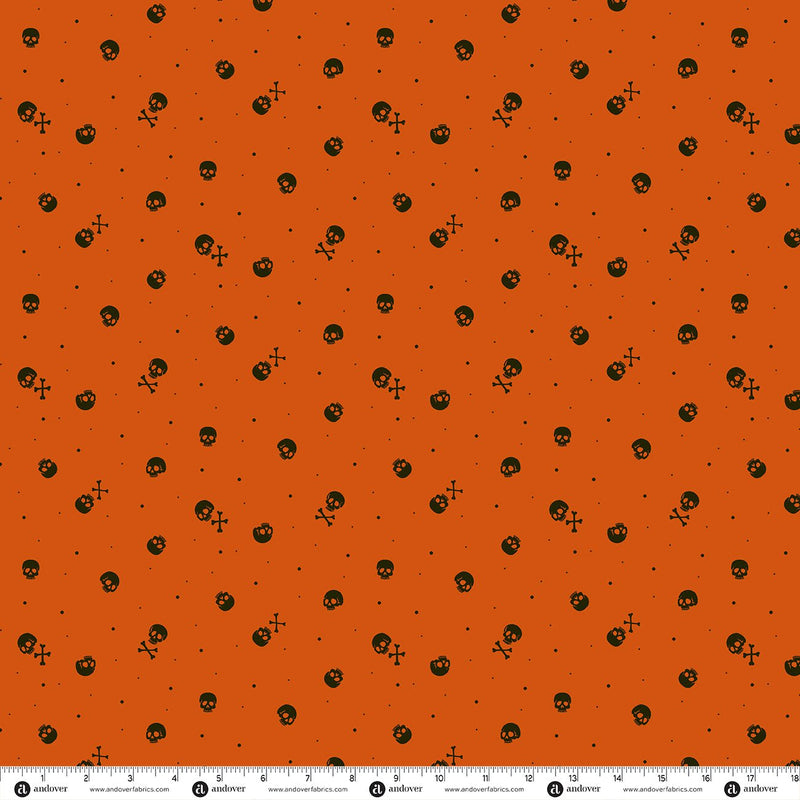 PRE-Order Enchanter by Libs Elliott- Skulls A-10781-O Flame- Half Yard- April 2027 - Modern Fabric Shoppe