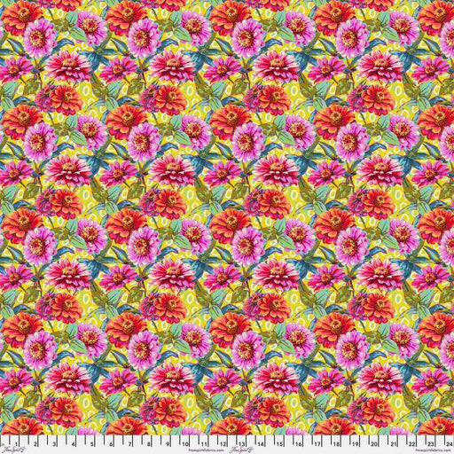 PRE - Order Festival by Odile Bailloeul - Small Zinnias PWOB121.GREEN - Half Yard - November 2025 - Modern Fabric Shoppe