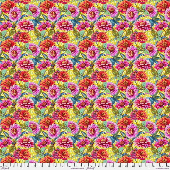 PRE - Order Festival by Odile Bailloeul - Small Zinnias PWOB121.GREEN - Half Yard - November 2025 - Modern Fabric Shoppe
