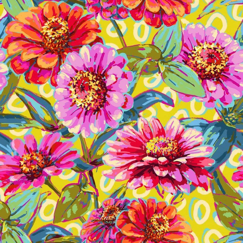 PRE - Order Festival by Odile Bailloeul - Small Zinnias PWOB121.GREEN - Half Yard - November 2025 - Modern Fabric Shoppe