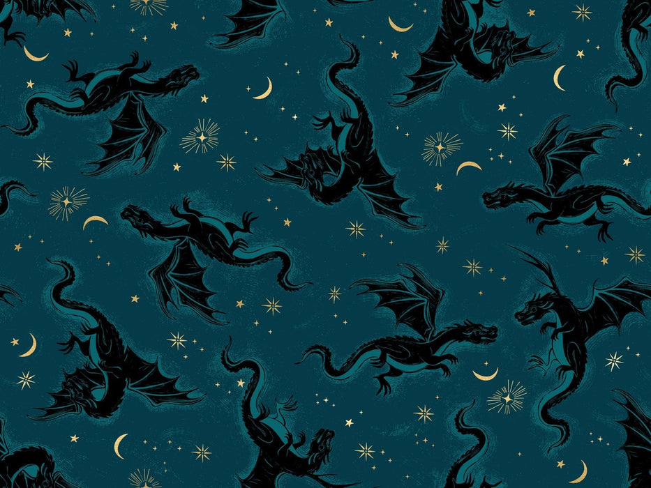 PRE - ORDER Fireglow by Sarah Watts - Etched Dragons RS 2131 14M - Galaxy - Half Yard - April 2026 - Modern Fabric Shoppe