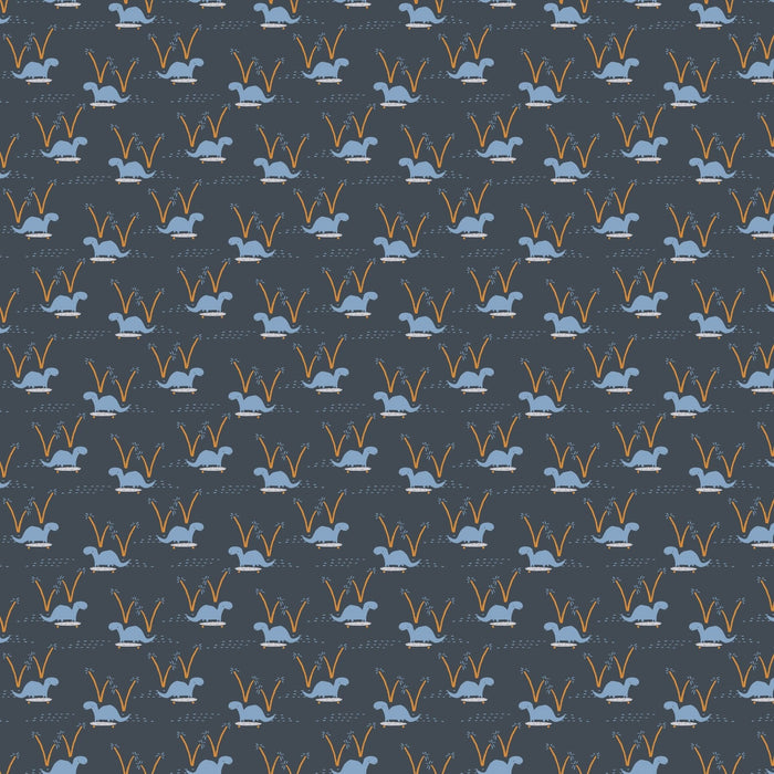 PRE - Order Fossil Folks by Julian Phillips - Dino Ride 91009 - 49 Navy - Half Yard - June 2025 - Modern Fabric Shoppe