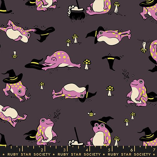 PRE - ORDER Freaky Familiar - Collaboration by Ruby Star Society - Frogmiliars RS 5192 15 - Eggplant - Half Yard - June 2026 - Modern Fabric Shoppe