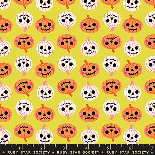 PRE - ORDER Freaky Familiar - Collaboration by Ruby Star Society - Pumpkin Party RS 5196 12 - Citron - Half Yard - June 2026 - Modern Fabric Shoppe