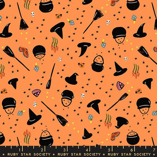 PRE - ORDER Freaky Familiar - Collaboration by Ruby Star Society - Witchy Women RS 5195 12 - Pumpkin - Half Yard - June 2026 - Modern Fabric Shoppe