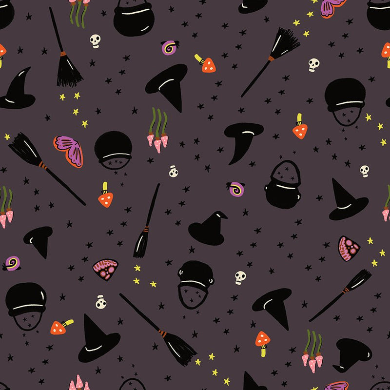 PRE - ORDER Freaky Familiar - Collaboration by Ruby Star Society - Witchy Women RS 5195 16 - Eggplant - Half Yard - June 2026 - Modern Fabric Shoppe