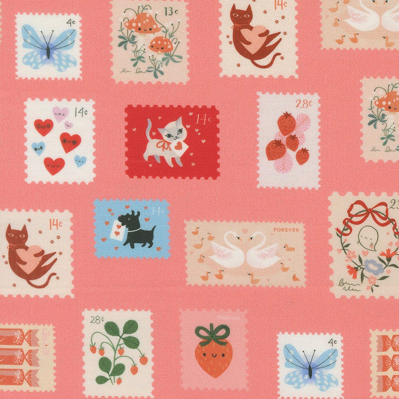 PRE - ORDER Funny Valentine by Lizzy House - Coral 37143 14 - Half Yard - November 2025 - Modern Fabric Shoppe