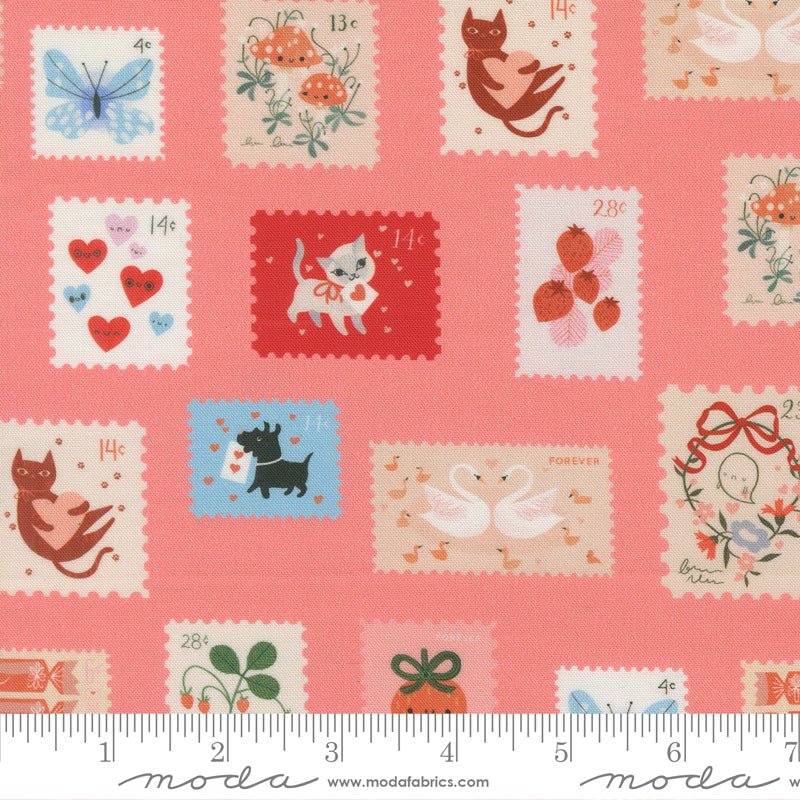 PRE - ORDER Funny Valentine by Lizzy House - Coral 37143 14 - Half Yard - November 2025 - Modern Fabric Shoppe