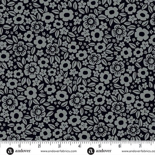 PRE - Order Ghostly Garden by KP Creates - Floral Fright A - 10197 - K Black - Half Yard - March 2026 - Modern Fabric Shoppe