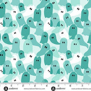 PRE - Order Ghostly Garden by KP Creates - Ghost Party A - 10202 - T Aqua - Half Yard - March 2026 - Modern Fabric Shoppe
