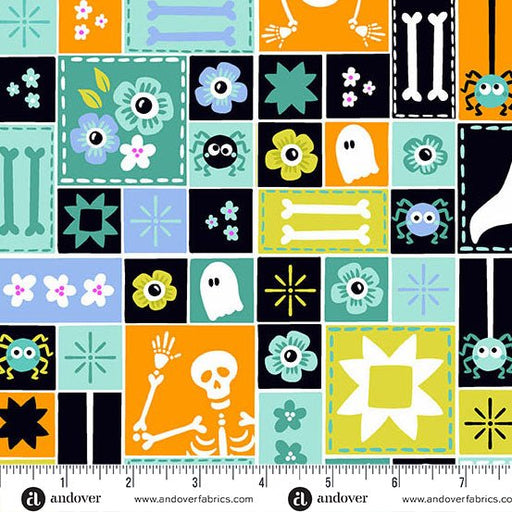 PRE - Order Ghostly Garden by KP Creates - Sew Spooky A - 10195 - T Aqua - Half Yard - March 2026 - Modern Fabric Shoppe