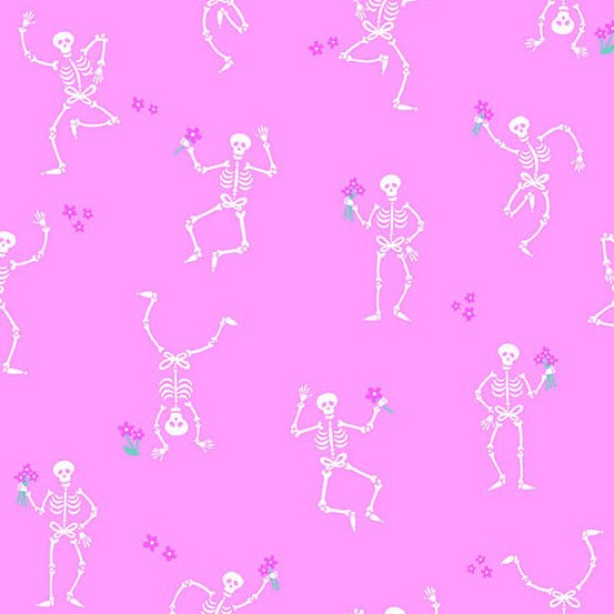 PRE - Order Ghostly Garden by KP Creates - Skelton Jig A - 10196 - E Pink - Half Yard - March 2026 - Modern Fabric Shoppe