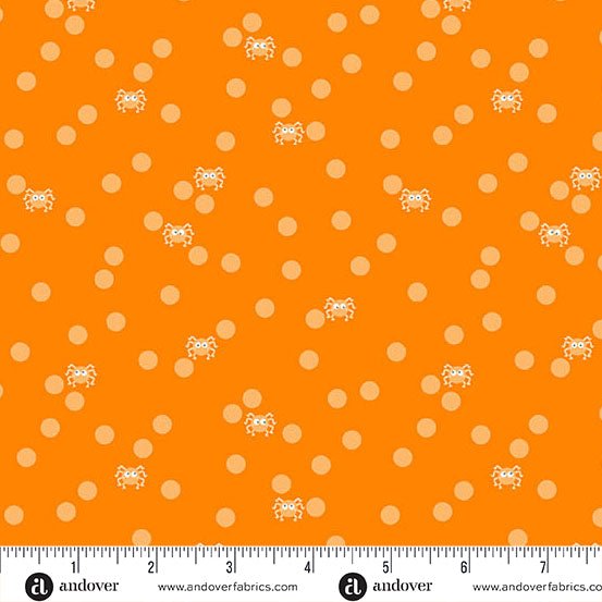 PRE - Order Ghostly Garden by KP Creates - Spin and Spot A - 10200 - O Orange - Half Yard - March 2026 - Modern Fabric Shoppe