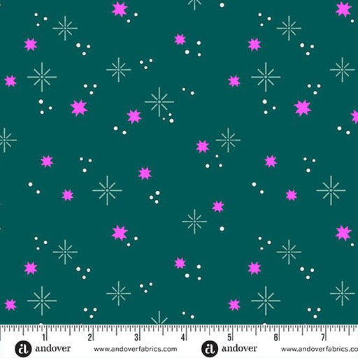 PRE - Order Ghostly Garden by KP Creates - Stardust A - 10201 - T Teal - Half Yard - March 2026 - Modern Fabric Shoppe