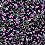PRE - Order Ghostly Garden by KP Creates - Web and Bloom A - 10198 - K Black - Half Yard - March 2026 - Modern Fabric Shoppe