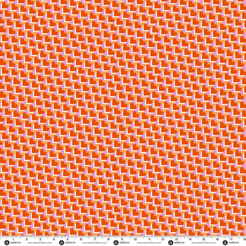 PRE-ORDER Glam by Libs Elliott- Heart Pop Flame A-10944-O- Half Yard- June 2027 - Modern Fabric Shoppe