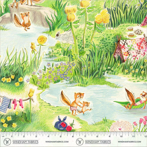 PRE-Order Heather Ross- Boat Race- Chipmunks Camping 55602D-5 Multi- Half Yard- May 2027 - Modern Fabric Shoppe