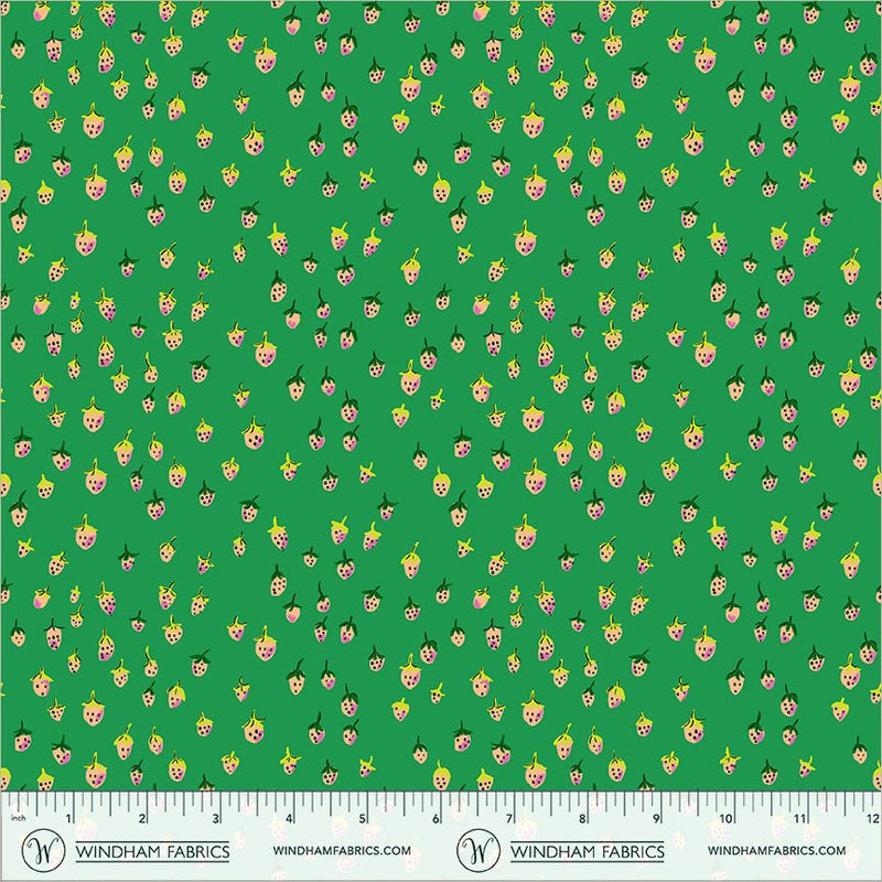 PRE - Order Heather Ross - Favorites - Field Strawberries 50899D - 12 Jade - Half Yard - June 2026 - Modern Fabric Shoppe