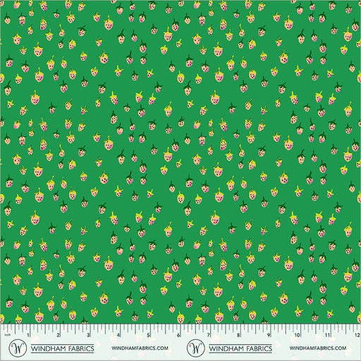PRE - Order Heather Ross - Favorites - Field Strawberries 50899D - 12 Jade - Half Yard - June 2026 - Modern Fabric Shoppe