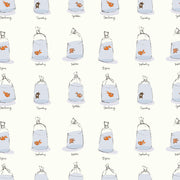 PRE - Order Heather Ross - Favorites - Goldfishes in Bags 55212D - 3 White - Half Yard - June 2026 - Modern Fabric Shoppe