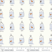 PRE - Order Heather Ross - Favorites - Goldfishes in Bags 55212D - 3 White - Half Yard - June 2026 - Modern Fabric Shoppe