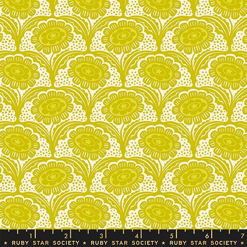 PRE - ORDER Ink Shop by Sarah Watts - Scallop Flower RS 2140 11 - Pistachio - Half Yard - October 2026 - Modern Fabric Shoppe