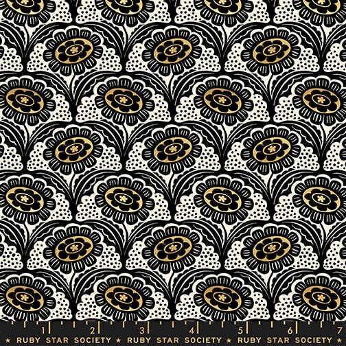 PRE - ORDER Ink Shop by Sarah Watts - Scallop Flower RS 2140 14M - Gold - Half Yard - October 2026 - Modern Fabric Shoppe