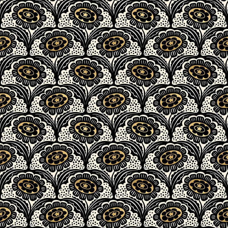 PRE - ORDER Ink Shop by Sarah Watts - Scallop Flower RS 2140 14M - Gold - Half Yard - October 2026 - Modern Fabric Shoppe