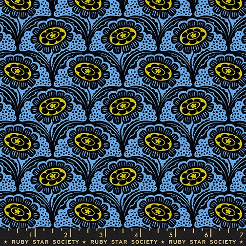 PRE - ORDER Ink Shop by Sarah Watts - Scallop Flower RS 2140 16 - Lindley Blue - Half Yard - October 2026 - Modern Fabric Shoppe