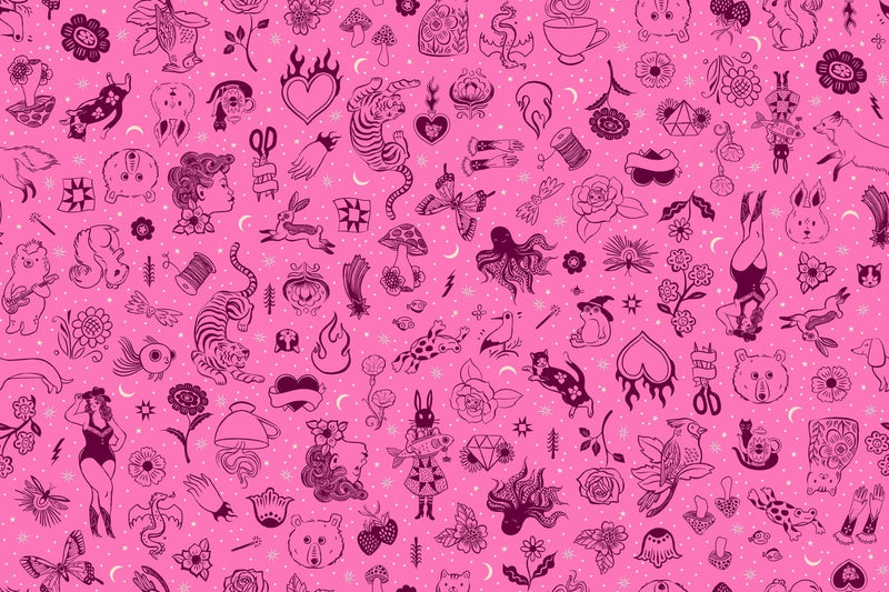 PRE - ORDER Ink Shop by Sarah Watts - Tattoo Flash RS 2145 12 - Lipstick - Half Yard - October 2026 - Modern Fabric Shoppe
