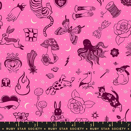 PRE - ORDER Ink Shop by Sarah Watts - Tattoo Flash RS 2145 12 - Lipstick - Half Yard - October 2026 - Modern Fabric Shoppe