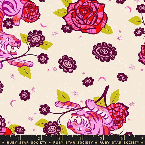 PRE - ORDER Ink Shop by Sarah Watts - Tiger Rose RS 2143 11 - Natural - Half Yard - October 2026 - Modern Fabric Shoppe
