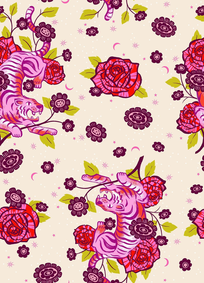 PRE - ORDER Ink Shop by Sarah Watts - Tiger Rose RS 2143 11 - Natural - Half Yard - October 2026 - Modern Fabric Shoppe