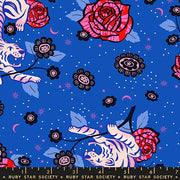 PRE - ORDER Ink Shop by Sarah Watts - Tiger Rose RS 2143 12 - Blue Ribbon - Half Yard - October 2026 - Modern Fabric Shoppe