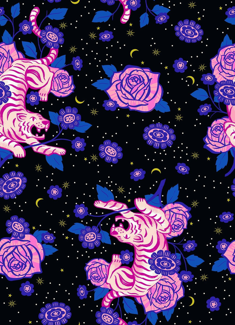 PRE - ORDER Ink Shop by Sarah Watts - Tiger Rose RS 2143 13 - Black - Half Yard - October 2026 - Modern Fabric Shoppe