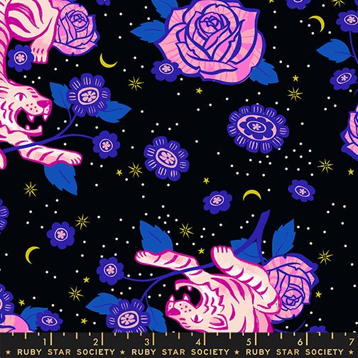 PRE - ORDER Ink Shop by Sarah Watts - Tiger Rose RS 2143 13 - Black - Half Yard - October 2026 - Modern Fabric Shoppe