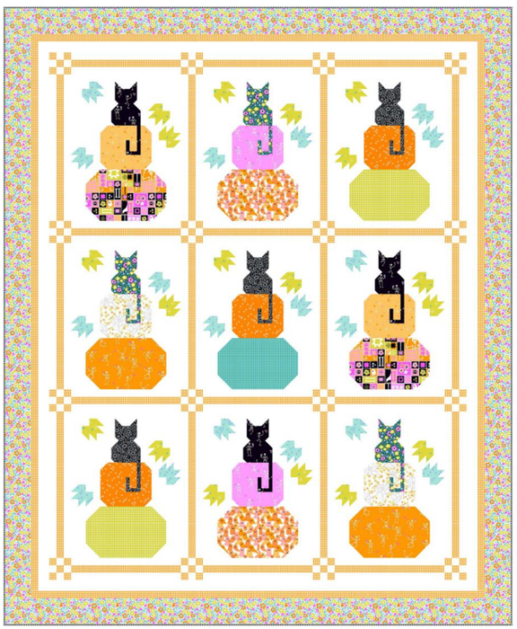 PRE - Order Just Kitten Around Quilt Kit featuring Ghostly Garden by KP Creates - March 2026 - Modern Fabric Shoppe
