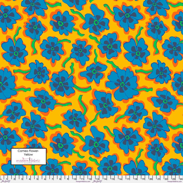 PRE-Order Kaffe Fassett August 2023 Collective- Camo Flower- PWBM088.YELLOW- Half Yard - Modern Fabric Shoppe