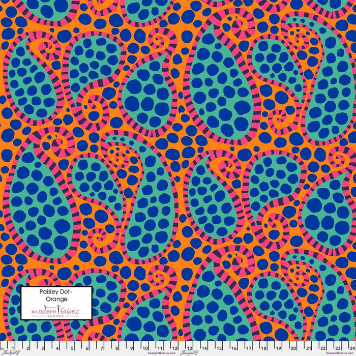 PRE-Order Kaffe Fassett August 2023 Collective- Paisley Dot- PWBM090.ORANGE- Half Yard - Modern Fabric Shoppe