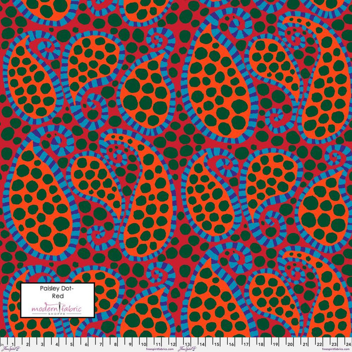 PRE-Order Kaffe Fassett August 2023 Collective- Paisley Dot- PWBM090.RED- Half Yard - Modern Fabric Shoppe